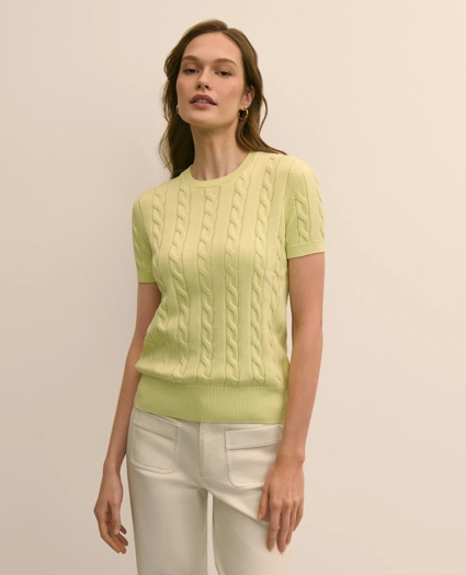 Supima&reg; Cotton Cable Short-Sleeve Sweater, image 1
