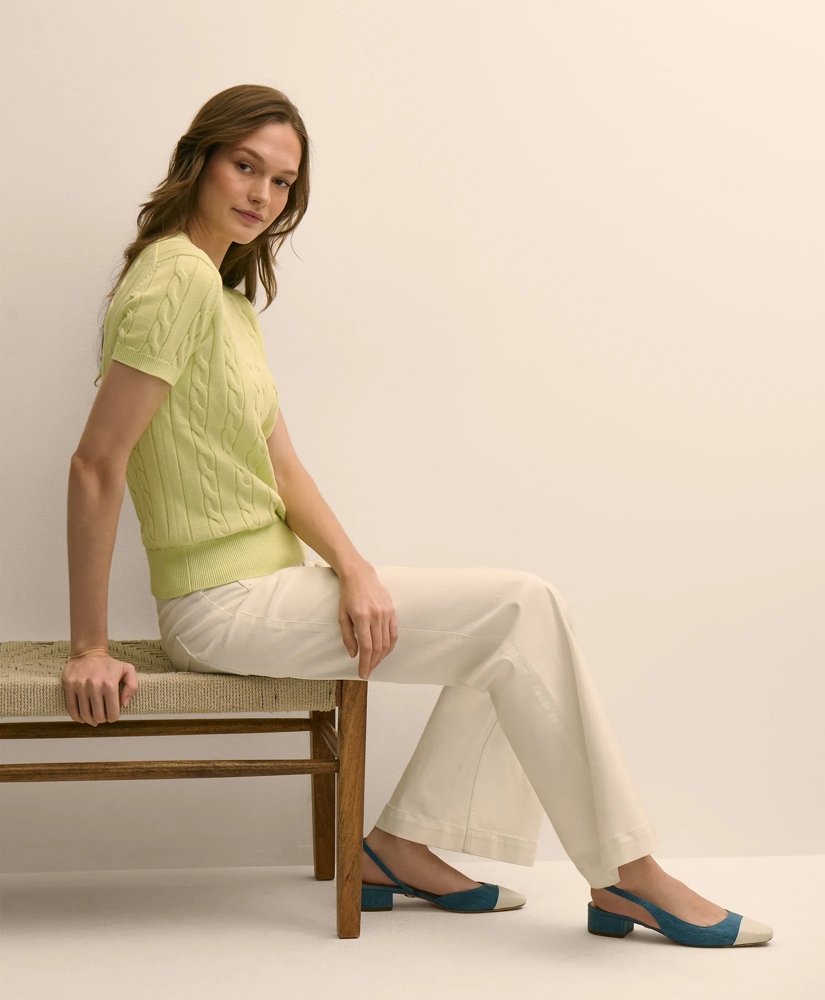 Supima&reg; Cotton Twinset Cable Short-Sleeve Shell, image 2