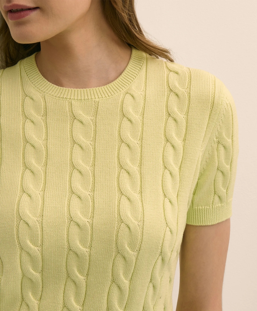 Supima&reg; Cotton Twinset Cable Short-Sleeve Shell, image 3