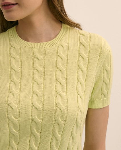 Supima&reg; Cotton Twinset Cable Short-Sleeve Shell, image 3