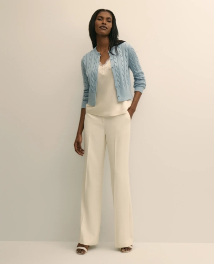 Supima&reg; Cotton Twinset Cropped Cable Cardigan, image 2