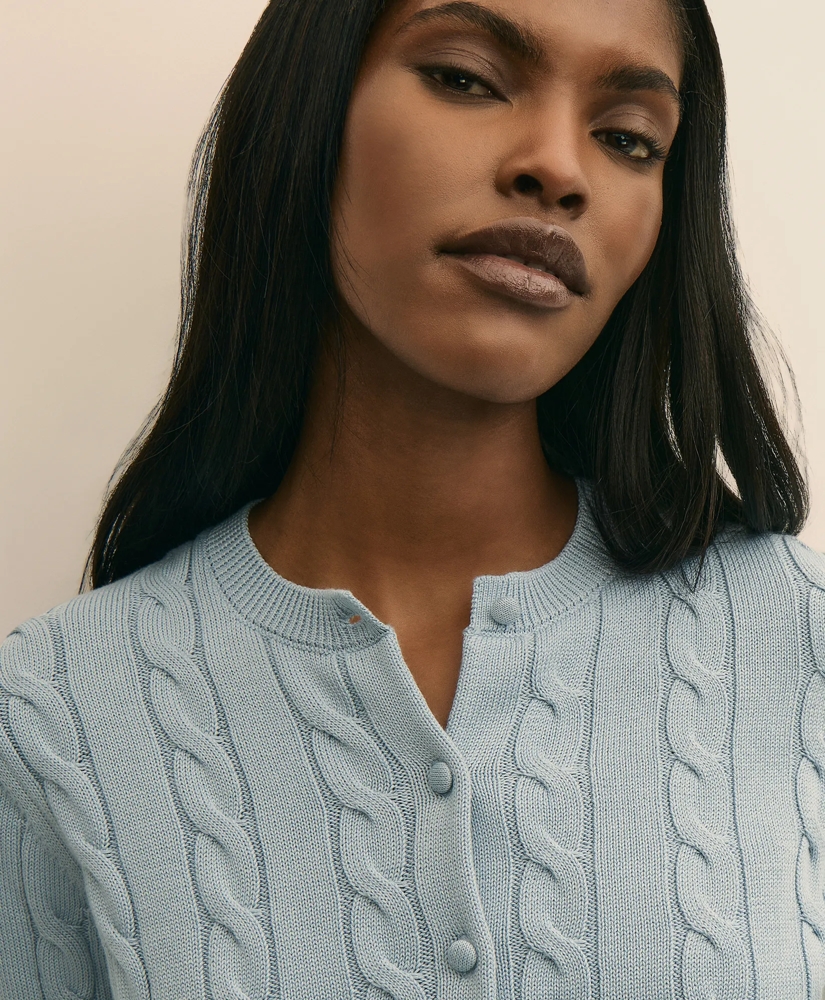 Supima&reg; Cotton Twinset Cropped Cable Cardigan, image 3