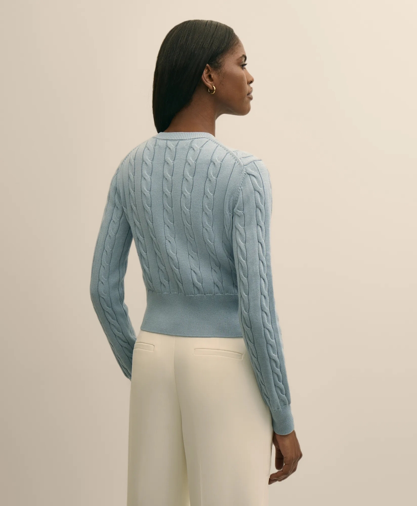 Supima&reg; Cotton Twinset Cropped Cable Cardigan, image 4