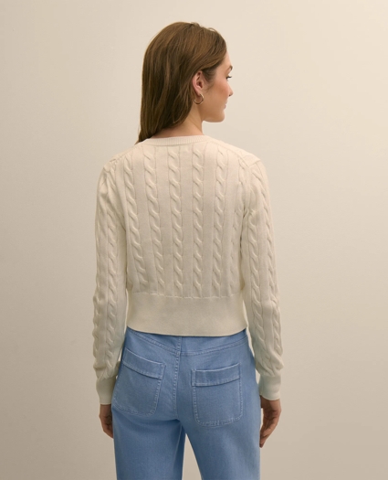 Supima&reg; Cotton Twinset Cropped Cable Cardigan, image 4