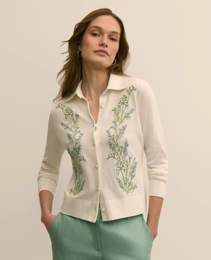 Supima&reg; Cotton Embroidered Cardigan, image 1