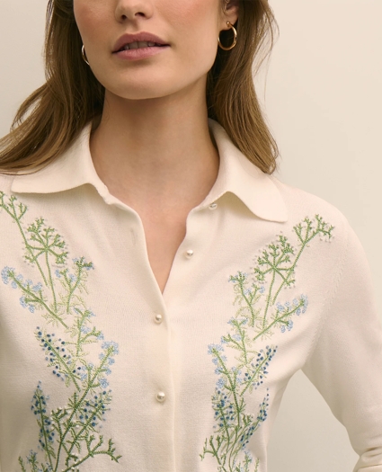 Supima&reg; Cotton Embroidered Cardigan, image 3