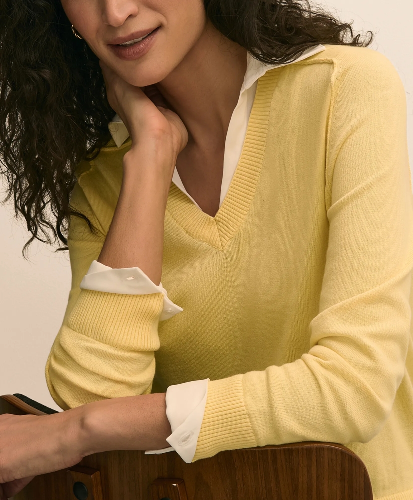 Supima&reg; Cotton Layered Sweater-Shirt, image 3