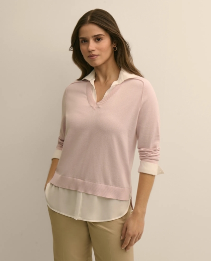 Supima&reg; Cotton Layered Sweater-Shirt, image 1