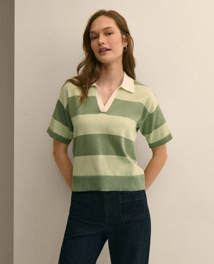 Supima&reg; Cotton Short-Sleeve Rugby Polo Sweater, image 1