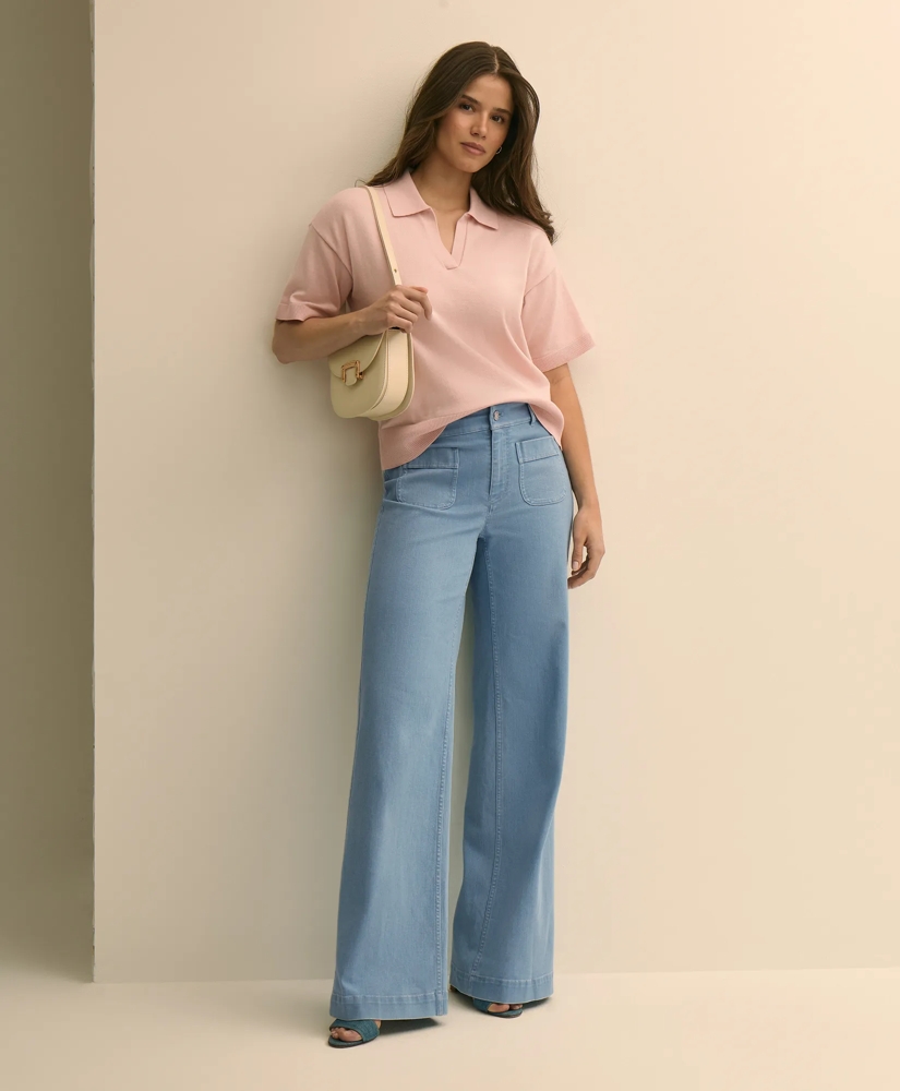 Supima&reg; Cotton Johnny Collar Pullover Sweater, image 2