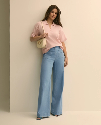 Supima&reg; Cotton Johnny Collar Pullover Sweater, image 2