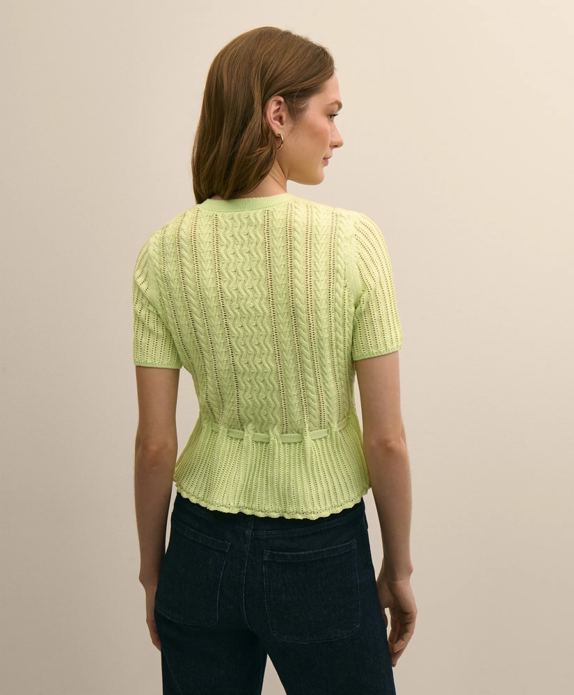 Short-Sleeve Pointelle Peplum Cardigan, image 4