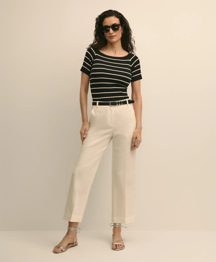 Silk Blend Ballet Neck Stripe Sweater, image 2