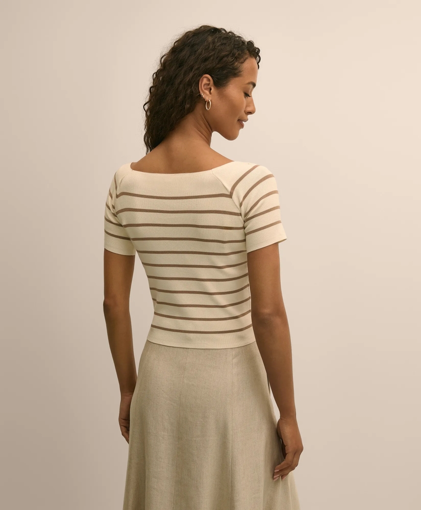Silk Blend Ballet Neck Stripe Sweater, image 4