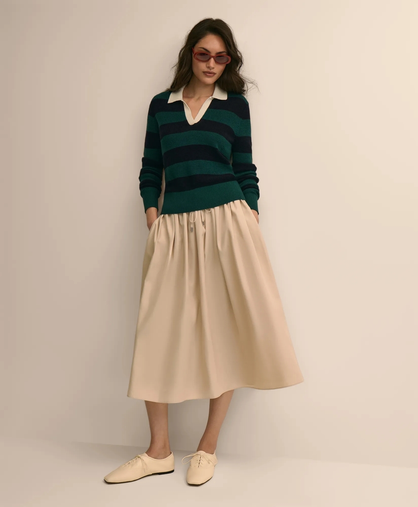 Merino Wool Striped Johnny Collar Sweater, image 2