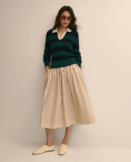 Merino Wool Striped Johnny Collar Sweater, image 2