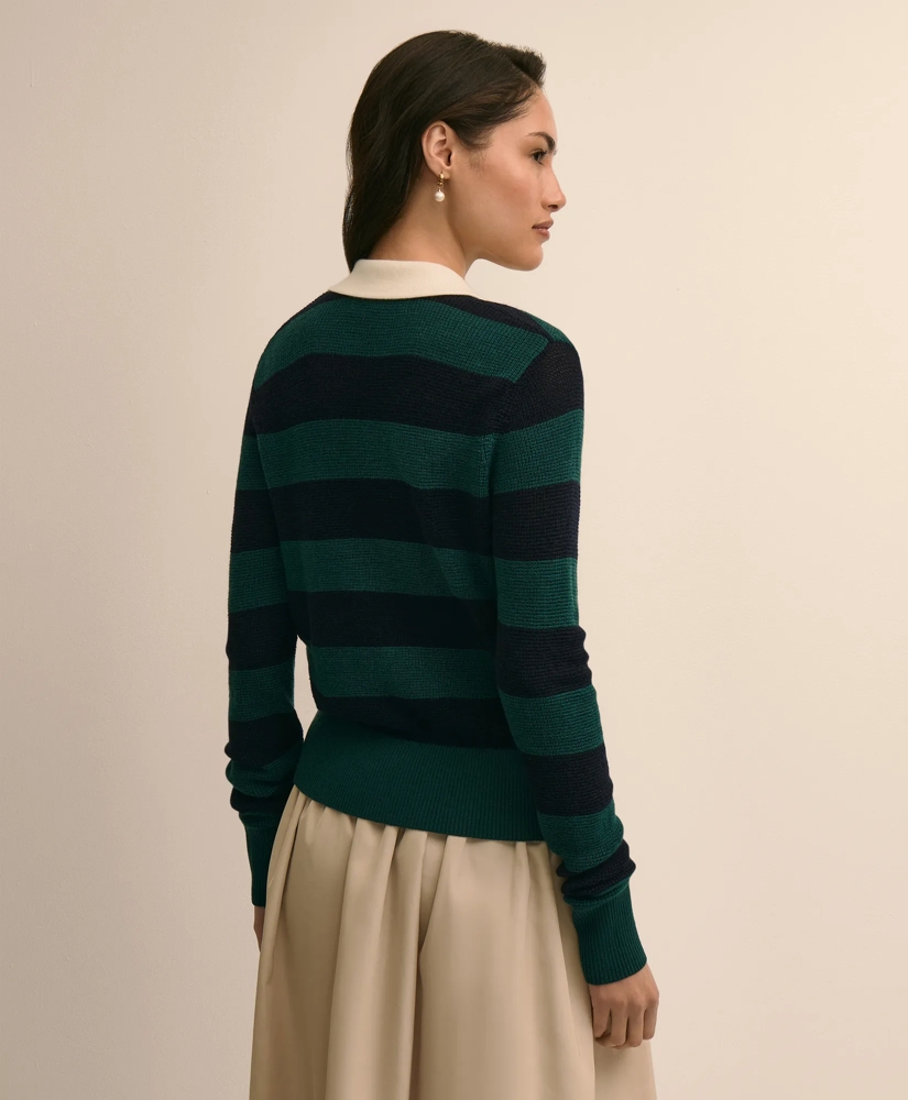 Merino Wool Striped Johnny Collar Sweater, image 4