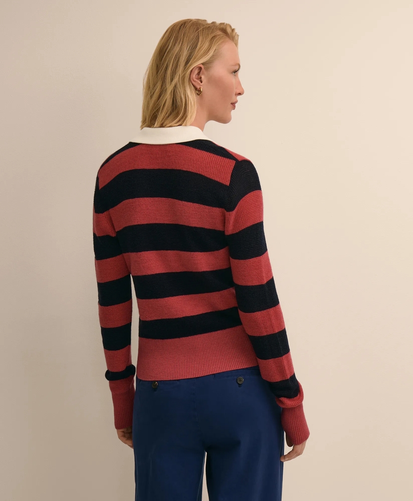 Merino Wool Striped Johnny Collar Sweater, image 4