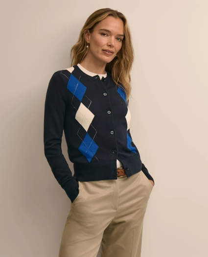 Supima&reg; Cotton Argyle Cardigan, image 1