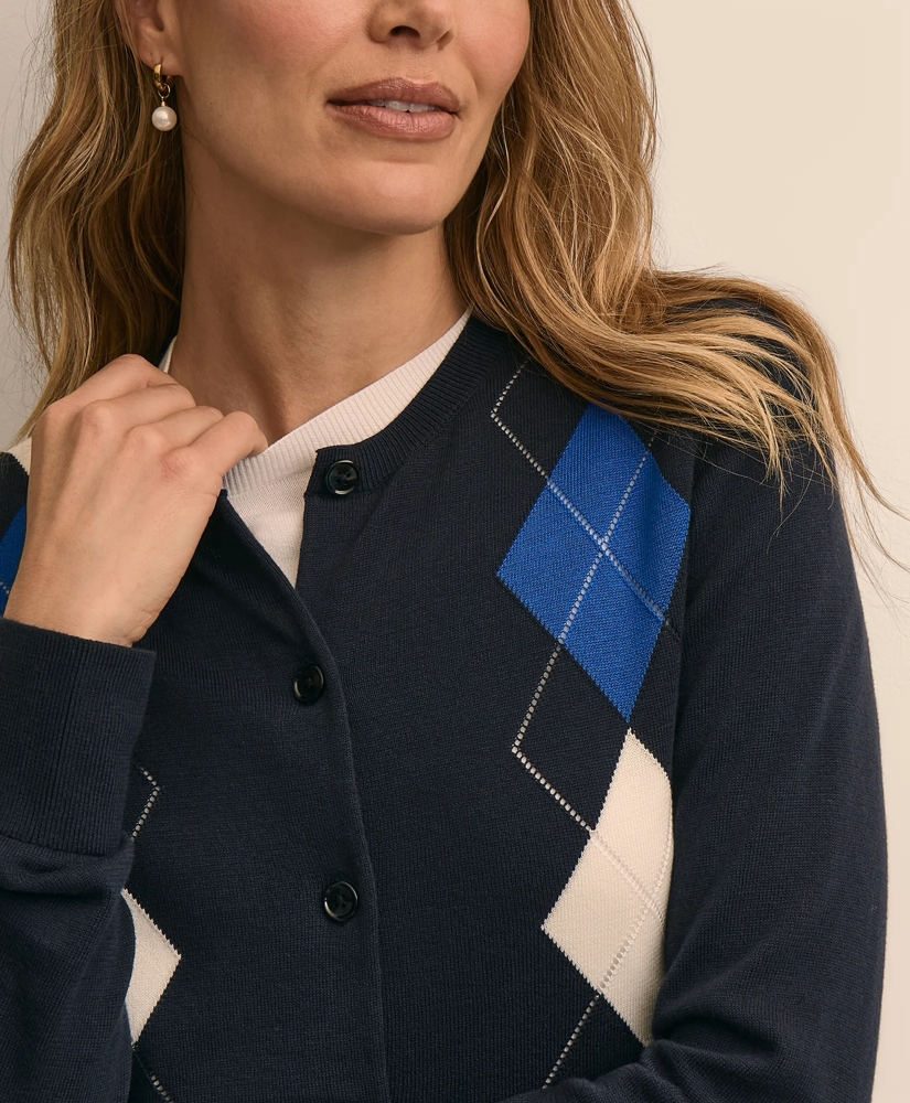 Supima&reg; Cotton Argyle Cardigan, image 3