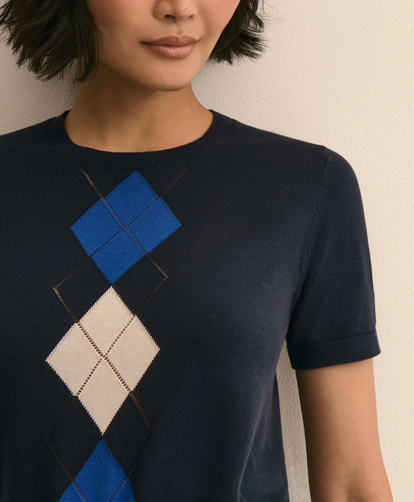 Supima&reg; Cotton Short-Sleeve Argyle Sweater, image 4
