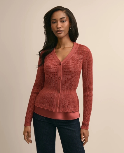Cotton Pointelle Cardigan, image 1