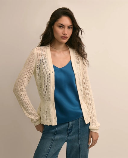 Cotton Pointelle Cardigan, image 1