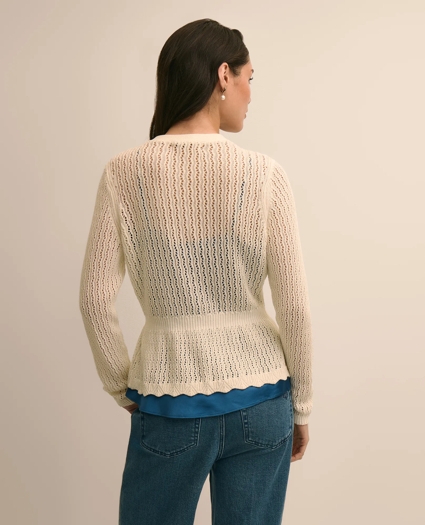 Cotton Pointelle Cardigan, image 4