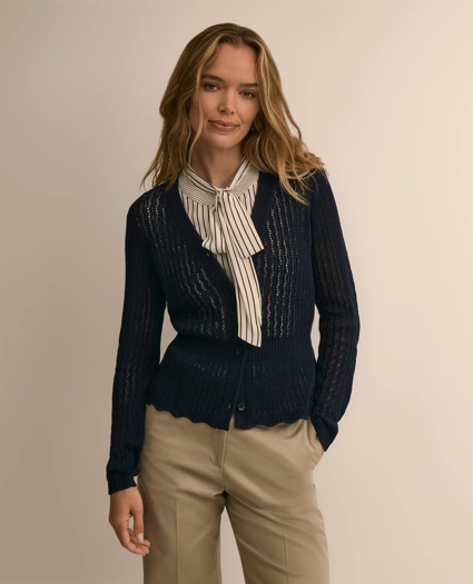 Cotton Pointelle Cardigan, image 1