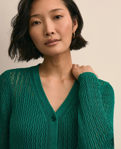 Cotton Pointelle Cardigan, image 3