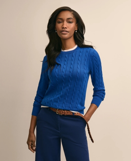 Supima&reg; Cotton Cable Crewneck Sweater, image 1