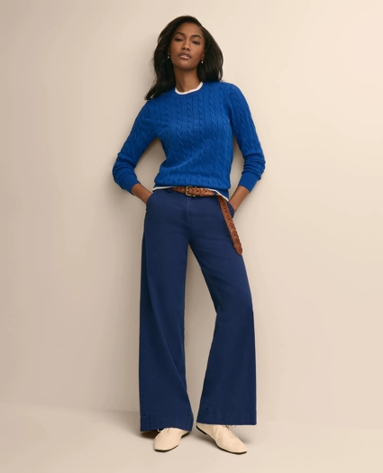 Supima&reg; Cotton Cable Crewneck Sweater, image 2