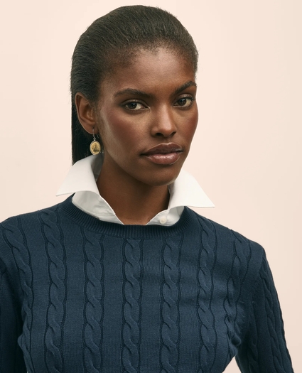 Supima&reg; Cotton Cable Crewneck Sweater, image 1