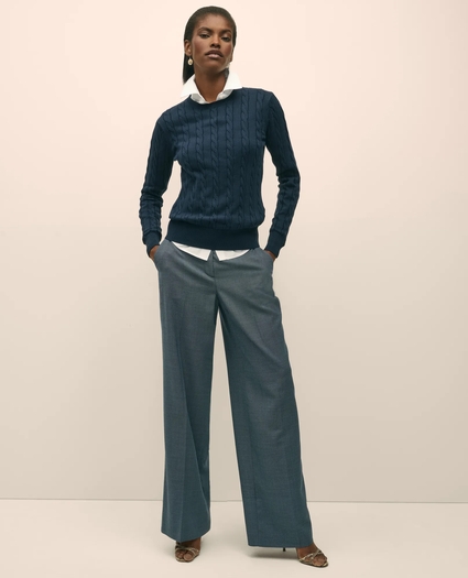 Supima&reg; Cotton Cable Crewneck Sweater, image 2
