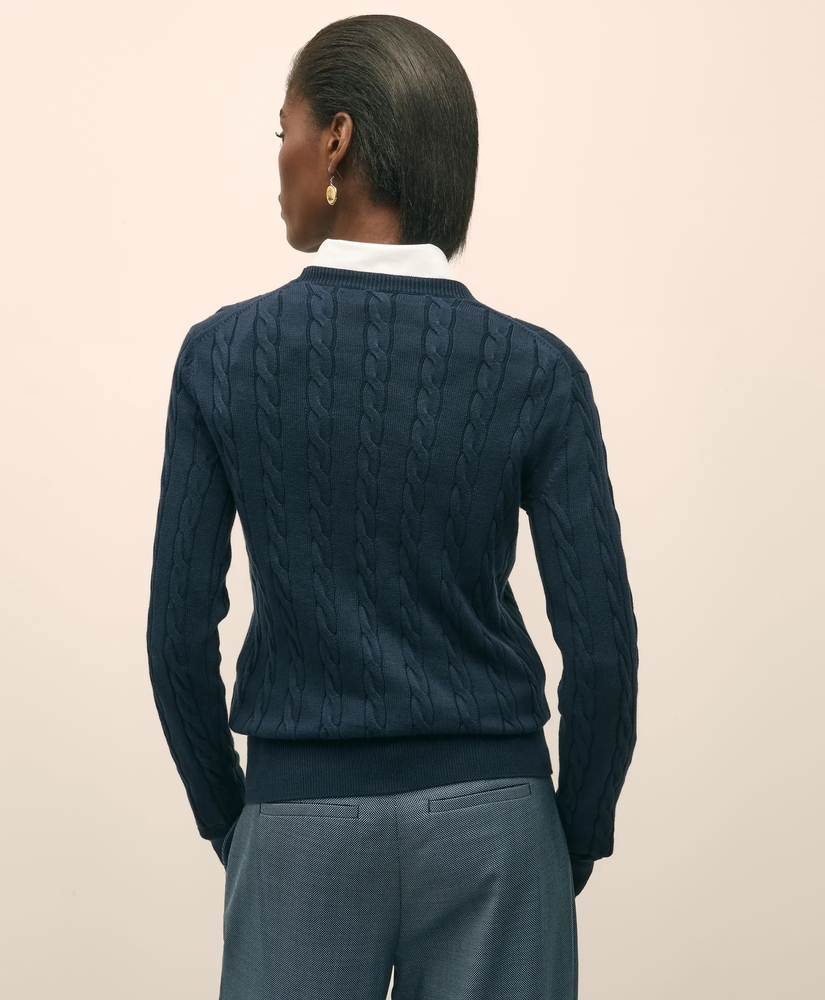 Supima&reg; Cotton Cable Crewneck Sweater, image 4