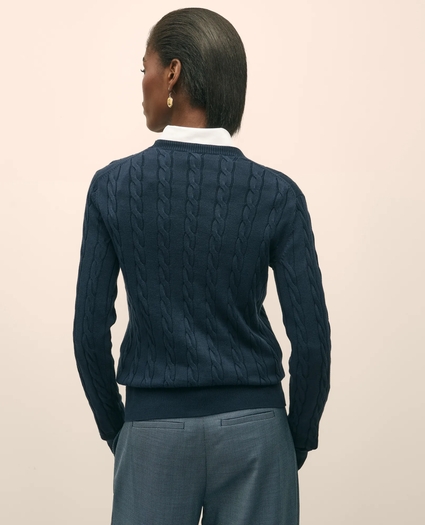 Supima&reg; Cotton Cable Crewneck Sweater, image 4