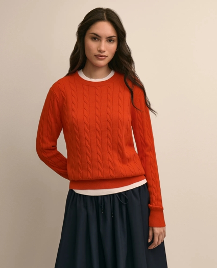 Supima&reg; Cotton Cable Crewneck Sweater, image 1