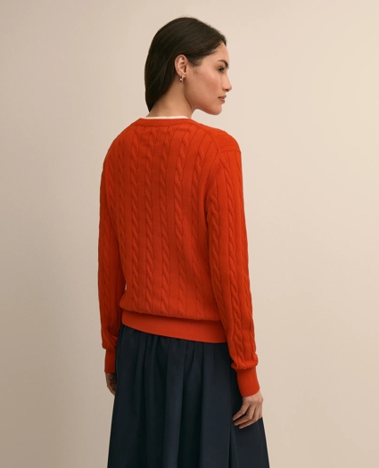 Supima&reg; Cotton Cable Crewneck Sweater, image 4