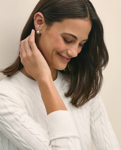 Supima&reg; Cotton Cable Crewneck Sweater, image 3