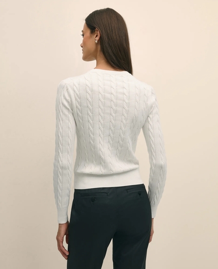 Supima&reg; Cotton Cable Crewneck Sweater, image 4