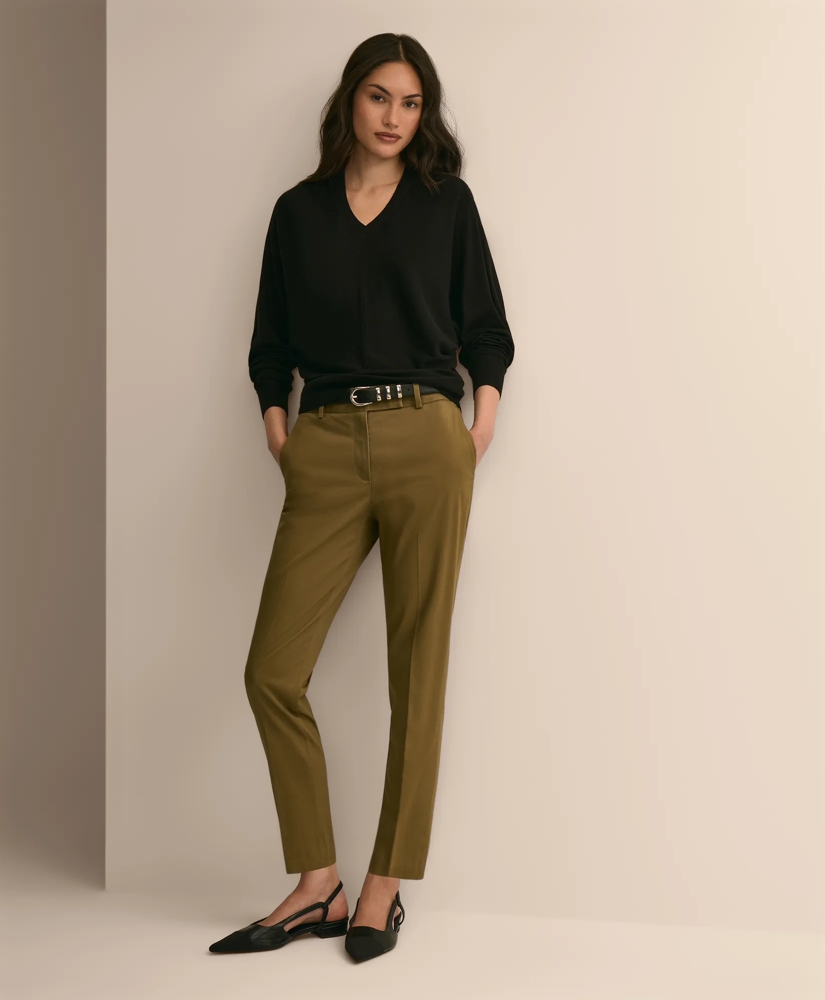 Silk-Cotton Dolman-Sleeve V-Neck Sweater, image 2