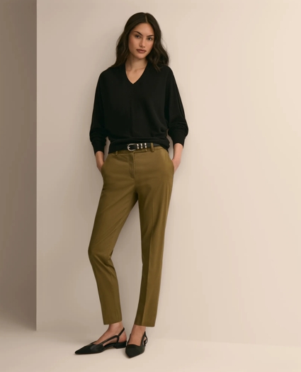 Silk-Cotton Dolman-Sleeve V-Neck Sweater, image 2