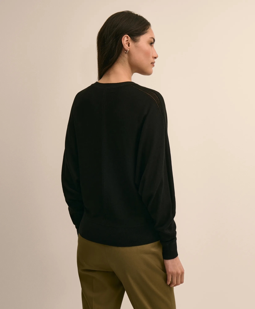 Silk-Cotton Dolman-Sleeve V-Neck Sweater, image 4