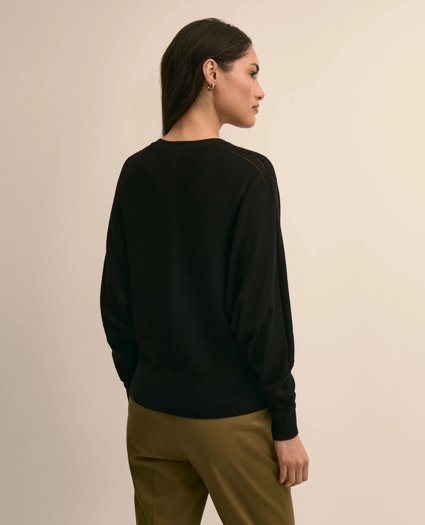 Silk-Cotton Dolman-Sleeve V-Neck Sweater, image 4