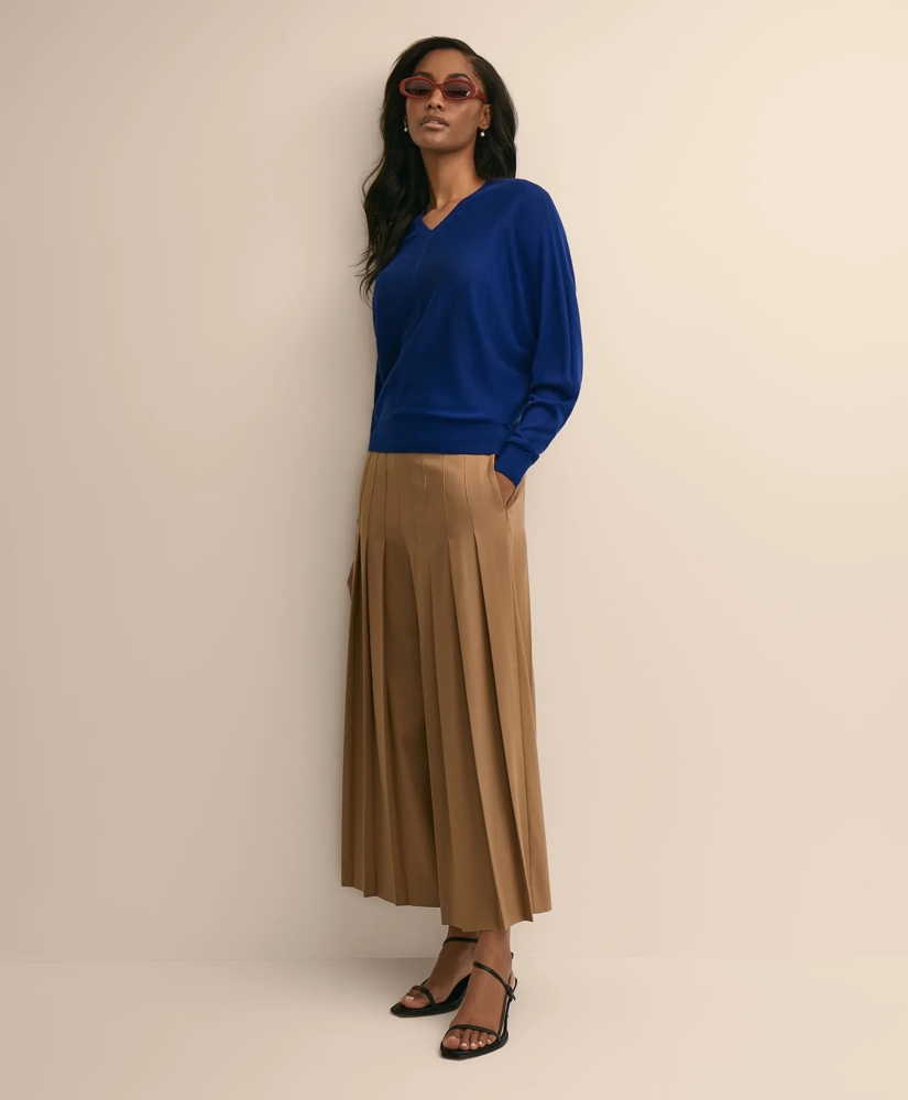 Silk-Cotton Dolman-Sleeve V-Neck Sweater, image 2