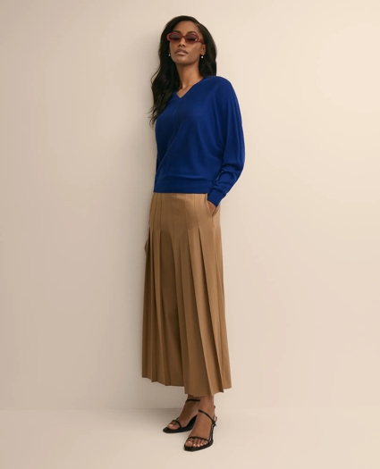 Silk-Cotton Dolman-Sleeve V-Neck Sweater, image 2