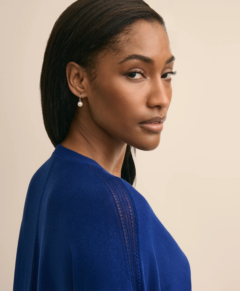 Silk-Cotton Dolman-Sleeve V-Neck Sweater, image 3