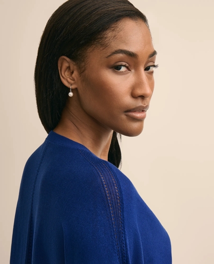Silk-Cotton Dolman-Sleeve V-Neck Sweater, image 3