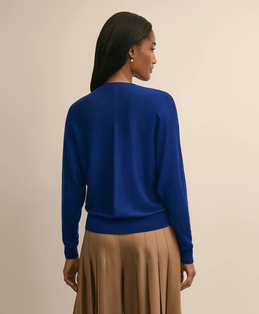 Silk-Cotton Dolman-Sleeve V-Neck Sweater, image 4