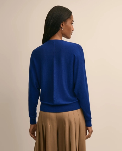 Silk-Cotton Dolman-Sleeve V-Neck Sweater, image 4